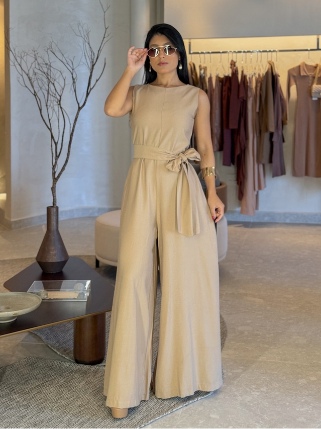 Macacão Pantalona Mônica Mocha Mousse