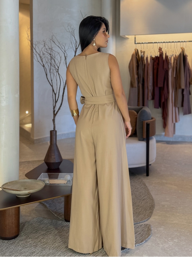 Macacão Pantalona Mônica Mocha Mousse