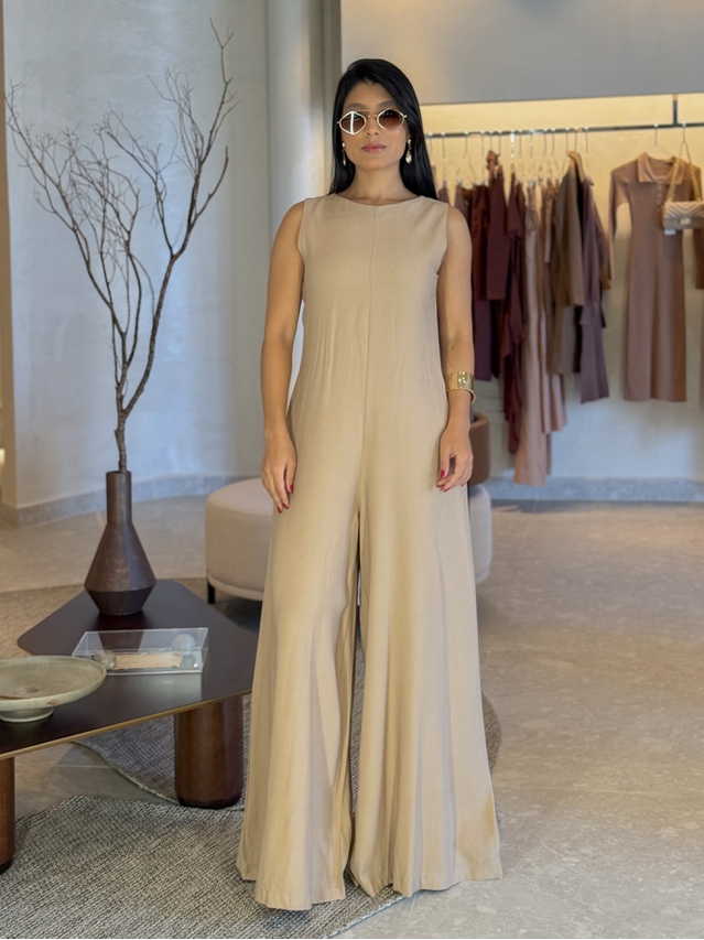 Macacão Pantalona Mônica Mocha Mousse