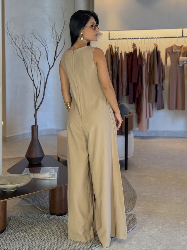 Macacão Pantalona Mônica Mocha Mousse