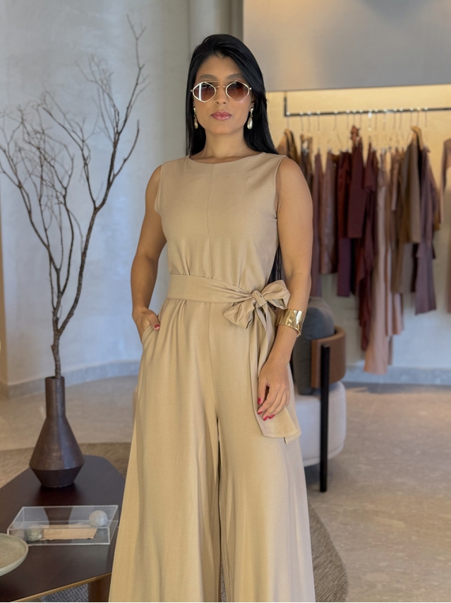 Macacão Pantalona Mônica Mocha Mousse