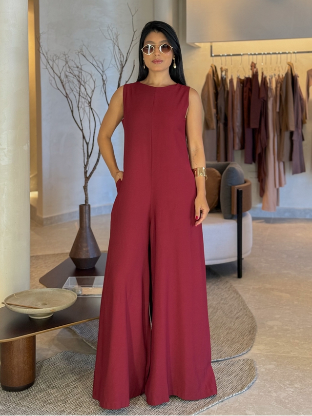 Macacão Pantalona Mônica Cereja