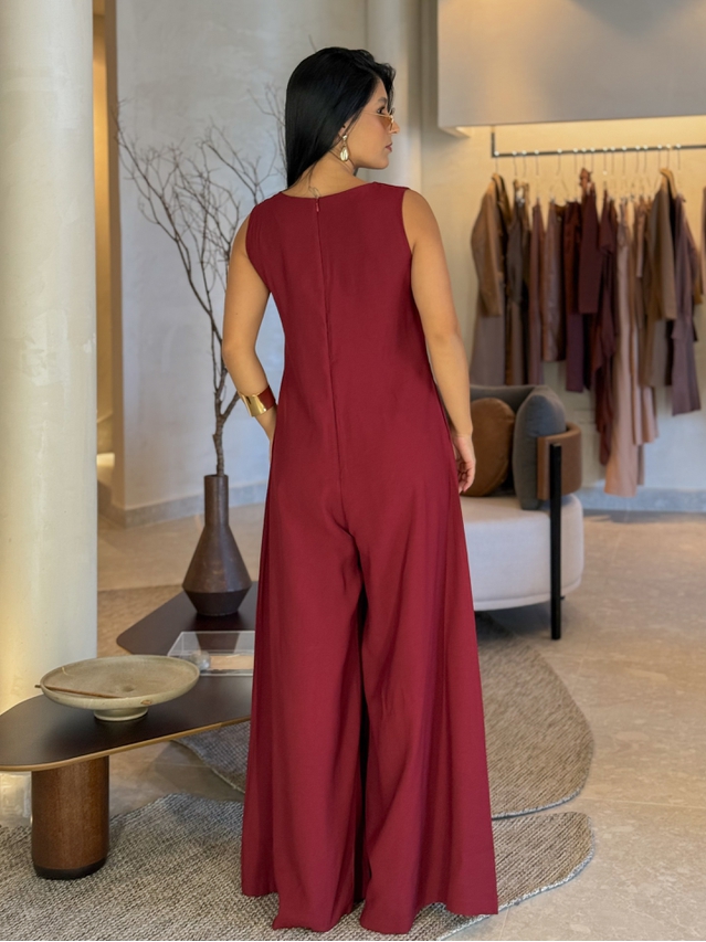 Macacão Pantalona Mônica Cereja