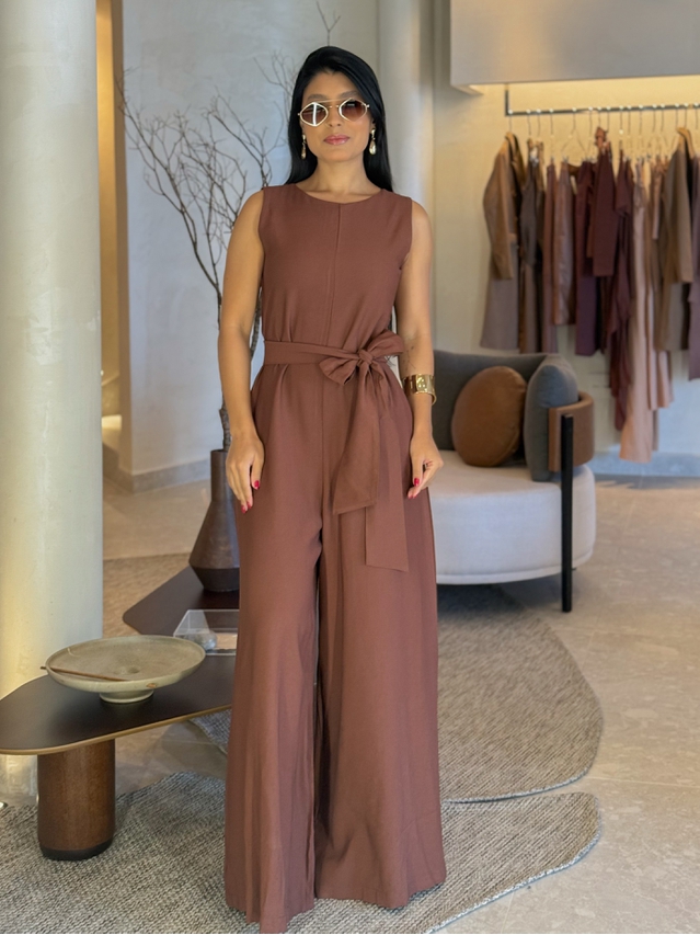 Macacão Pantalona Mônica Marrom