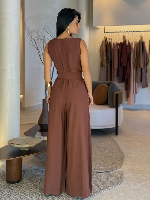 Macacão Pantalona Mônica Marrom