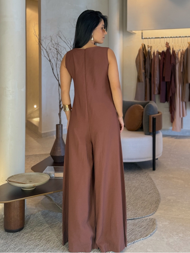 Macacão Pantalona Mônica Marrom