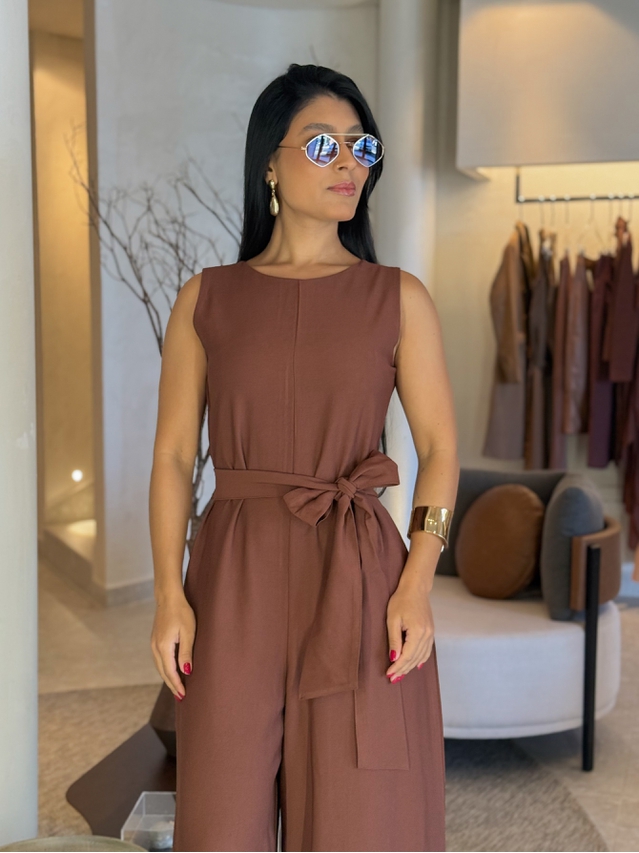 Macacão Pantalona Mônica Marrom