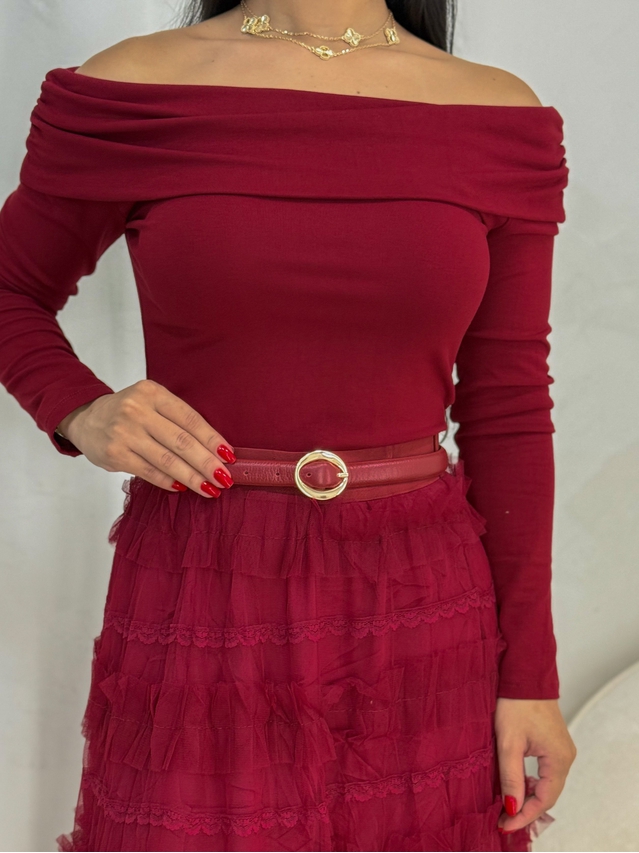 Cinto Couro Lina Cherry