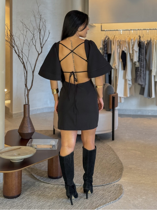Vestido Manga Nanda Preto