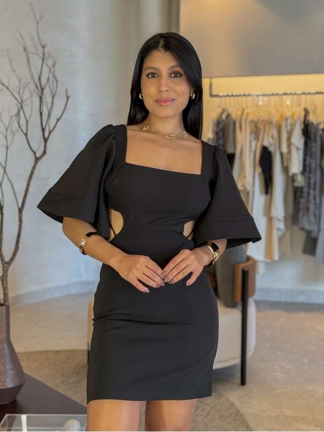 Vestido Manga Nanda Preto