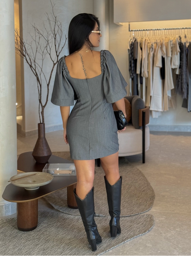 Vestido Manga Gabriela Chumbo