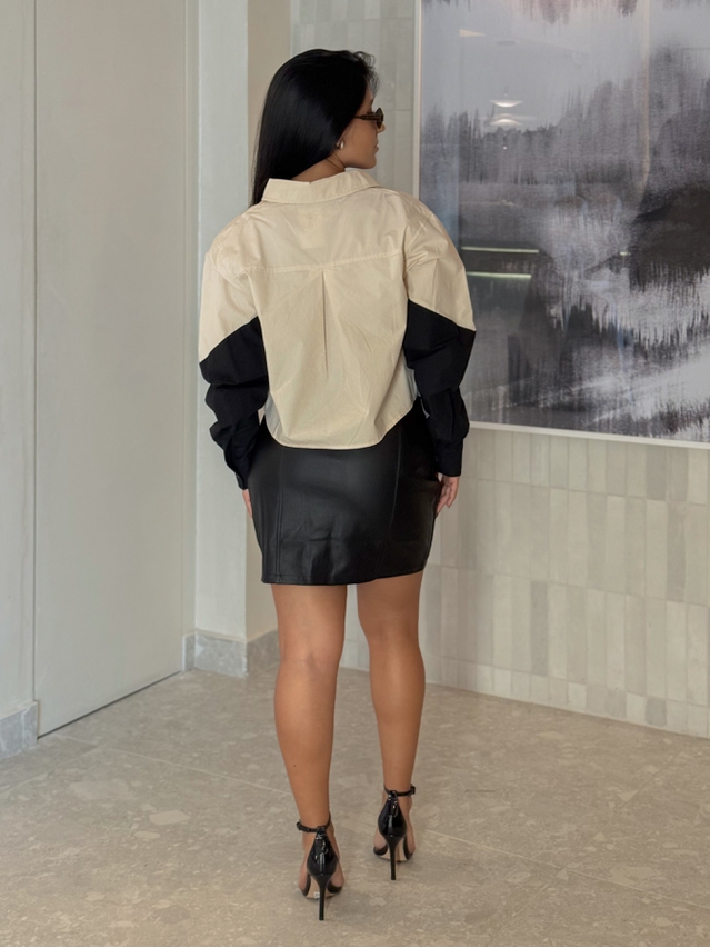 Saia Couro Fake Suzi Preta