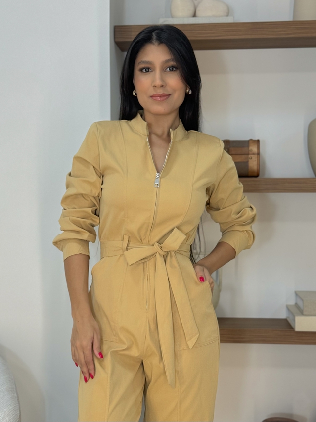 Macacão Manga Longa Aspen Camelo