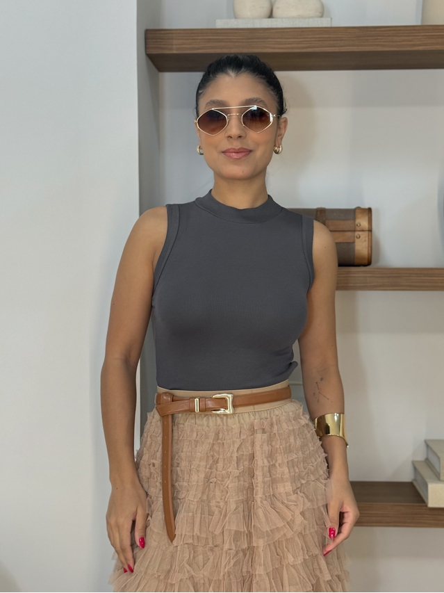 Blusa Regata Basic Chumbo