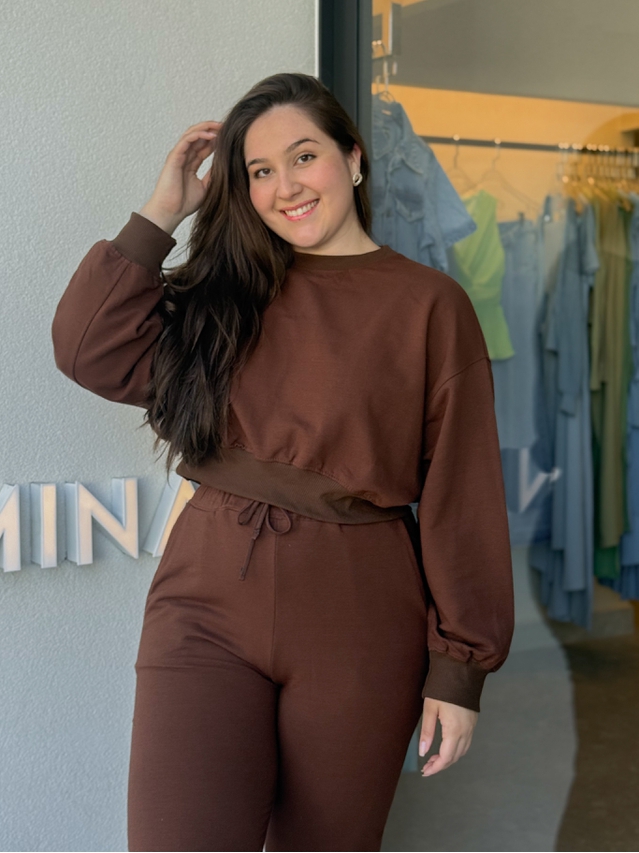 Conjunto Moletom Jogger Marrom