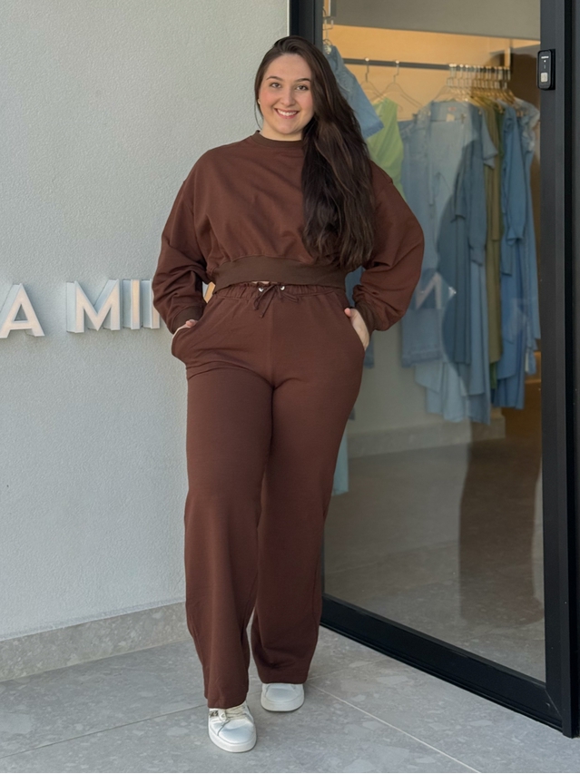 Conjunto Moletom Pantalona Marrom