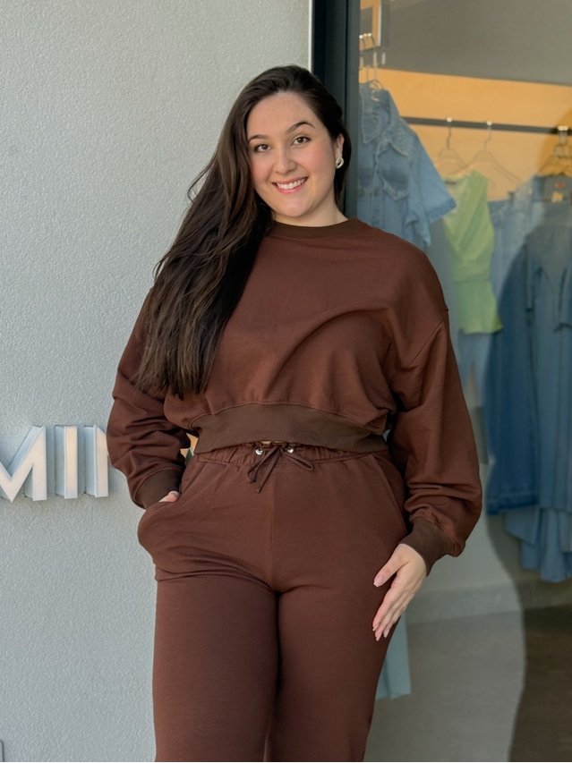 Conjunto Moletom Pantalona Marrom