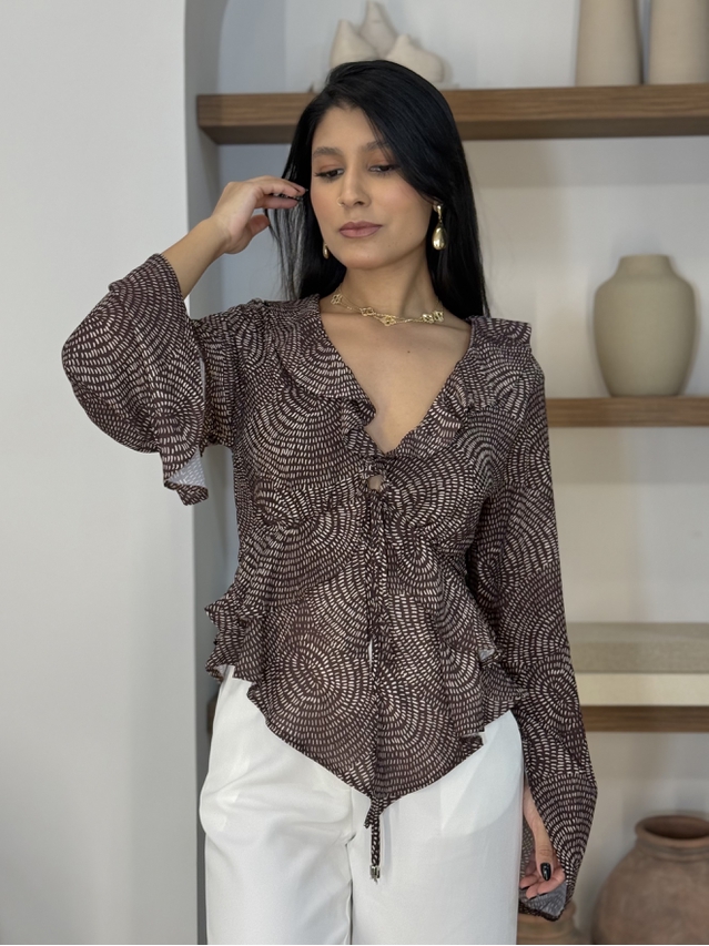 Blusa Estampada Adriele Café 