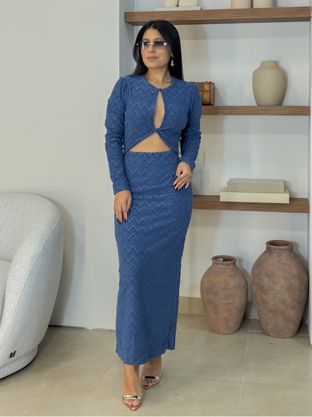 Vestido Manga Longa Amélia Azul
