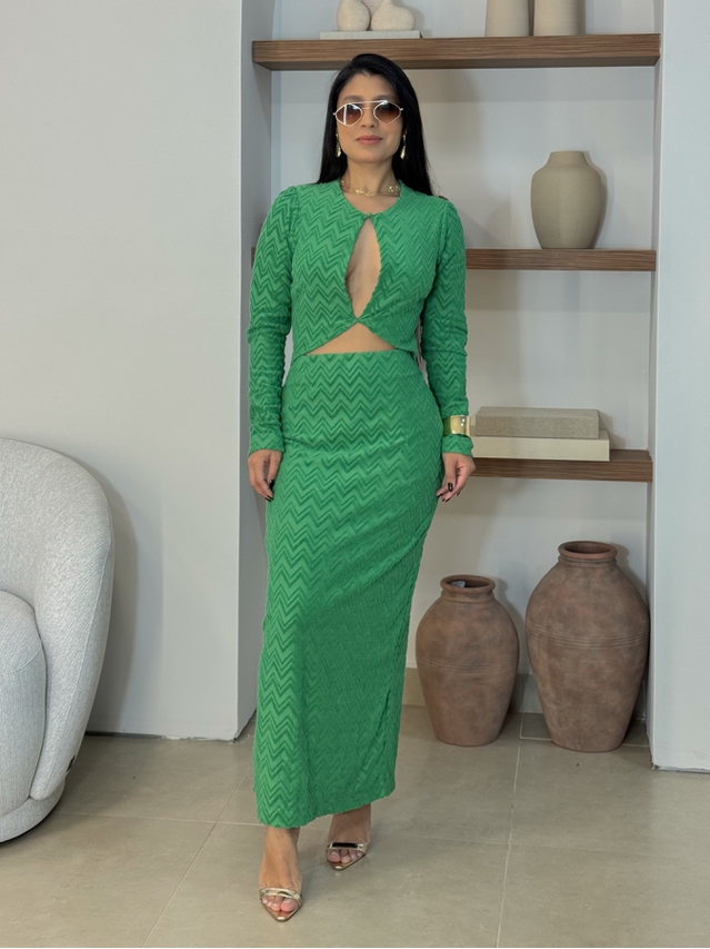 Vestido Manga Longa Amélia Verde