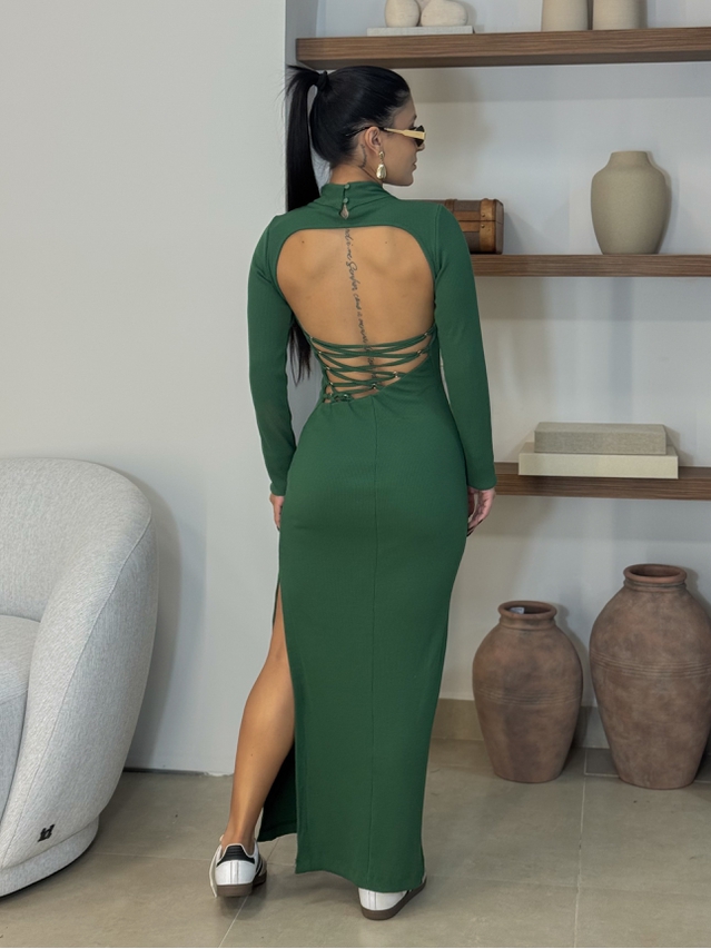 Vestido Canelado Livia Verde