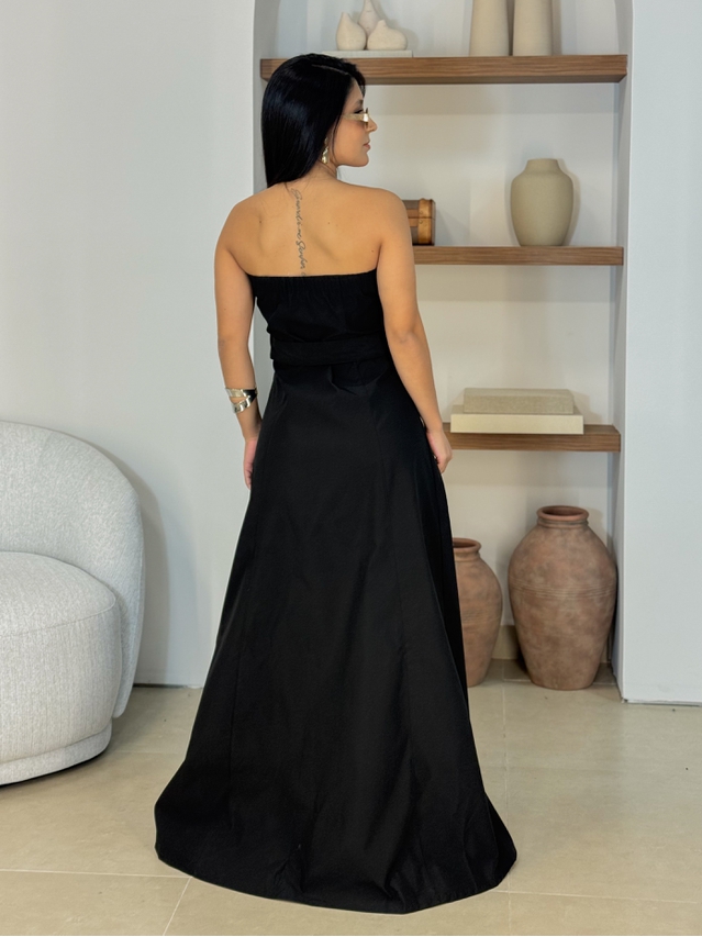 Vestido Sarjado Zíper Preto