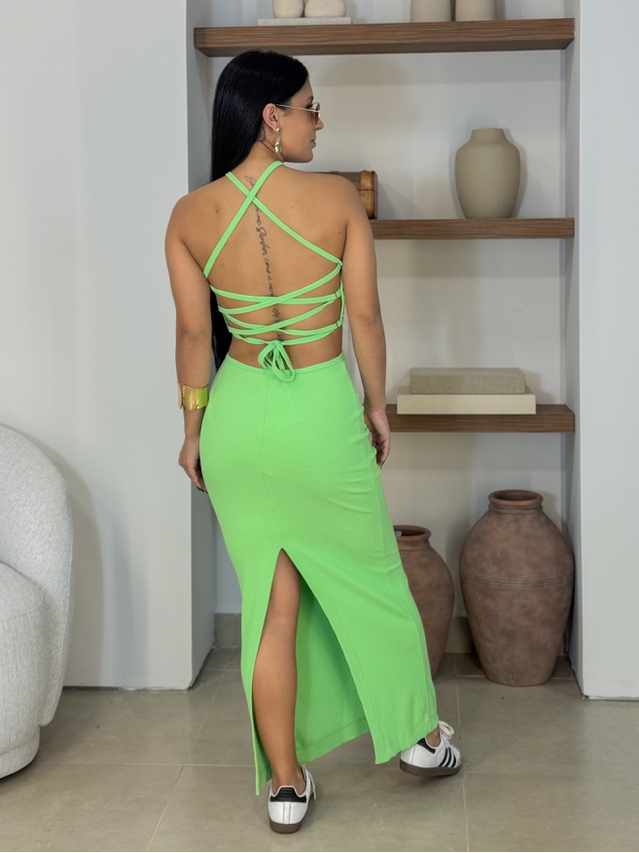 Vestido Canelado Liris Verde