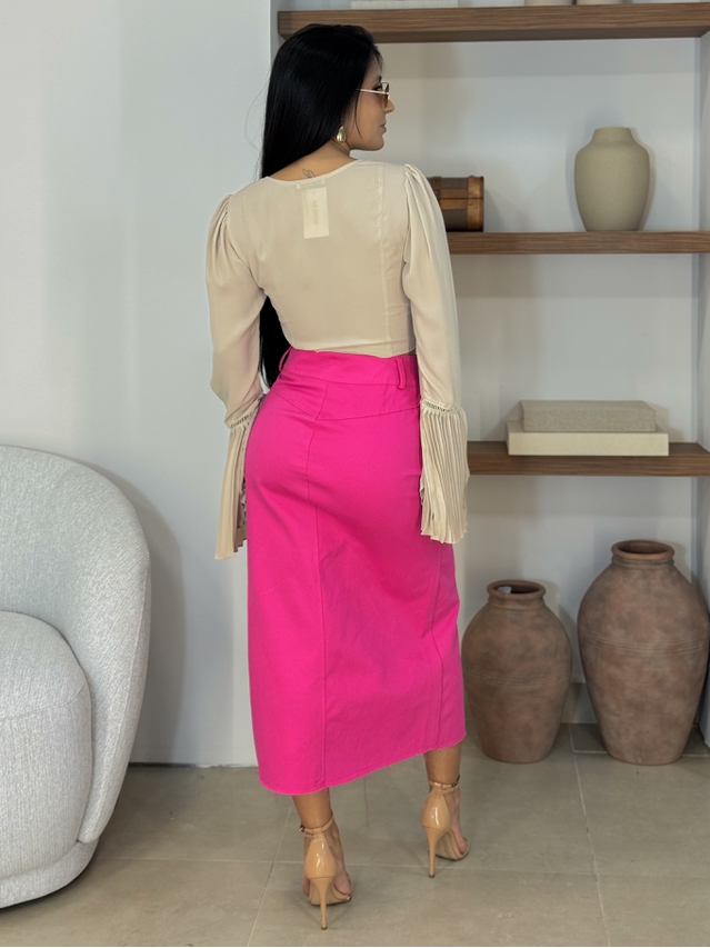 Saia Midi Sarja Laís Pink