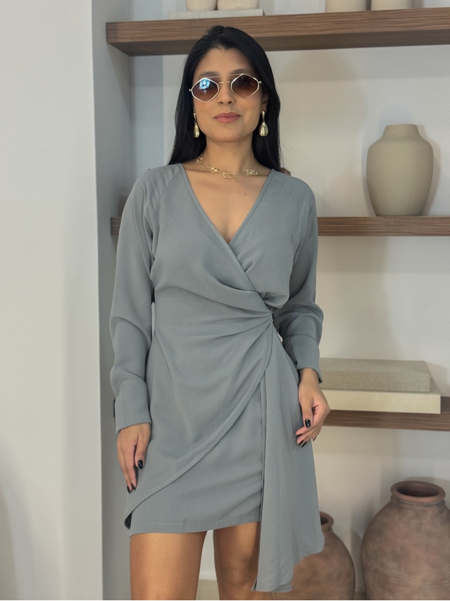 Vestido Manga Longa Katarine Cinza