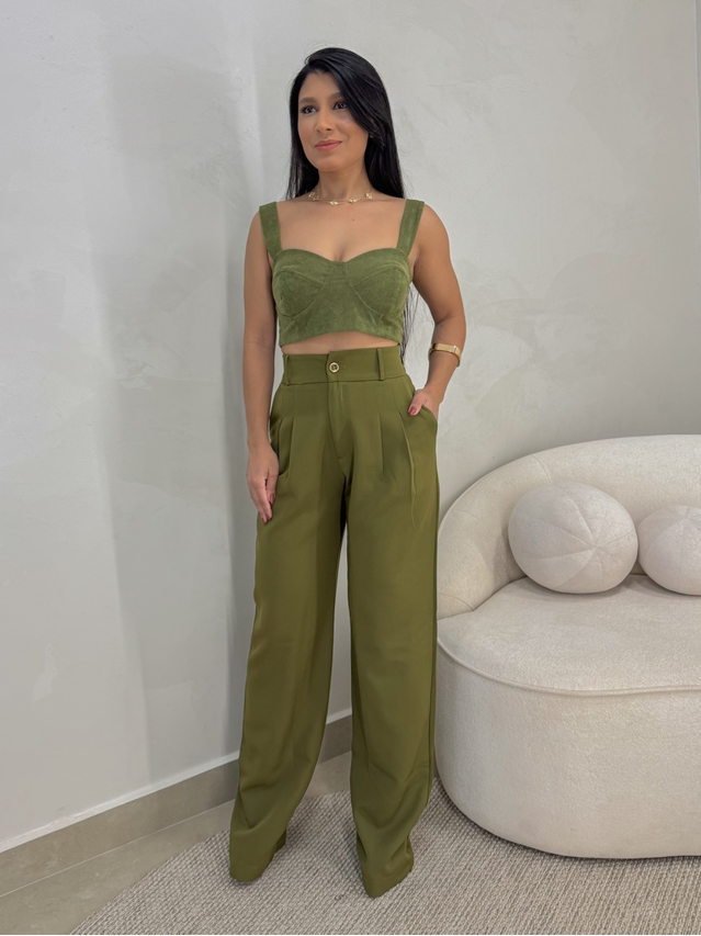 Calça Reta Alfaiataria Militar 