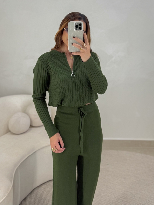 Conjunto Tricot Zíper Germana Verde