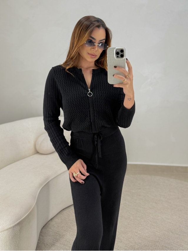 Conjunto Tricot Zíper Germana Preto
