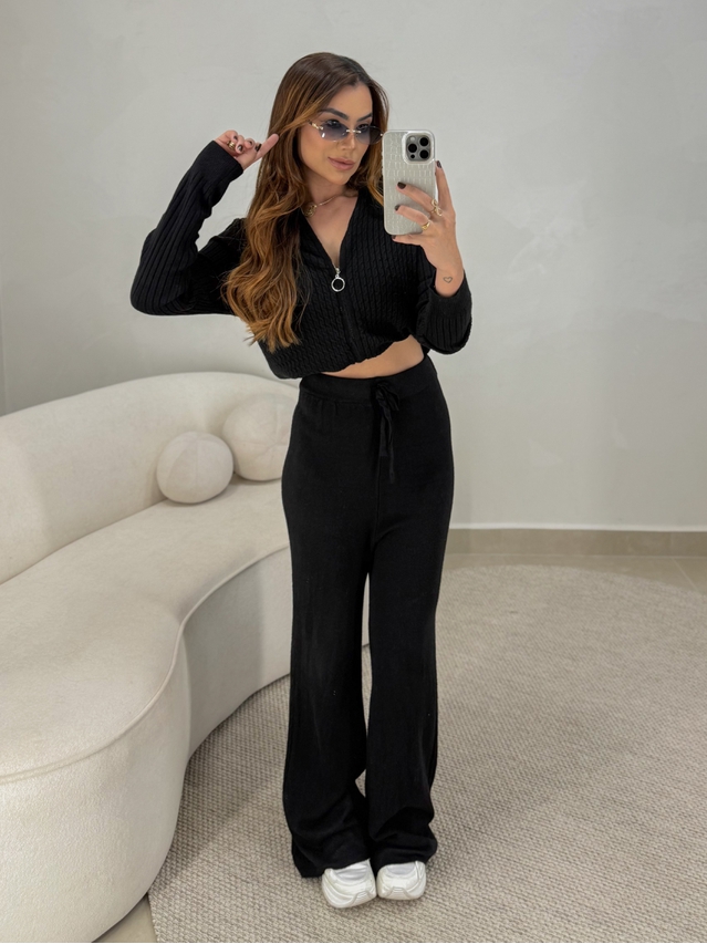 Conjunto Tricot Zíper Germana Preto