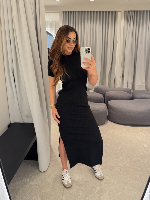 Vestido Canelado Chicago Preto