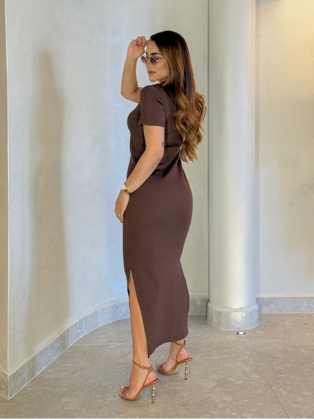 Vestido Canelado Chicago Café 