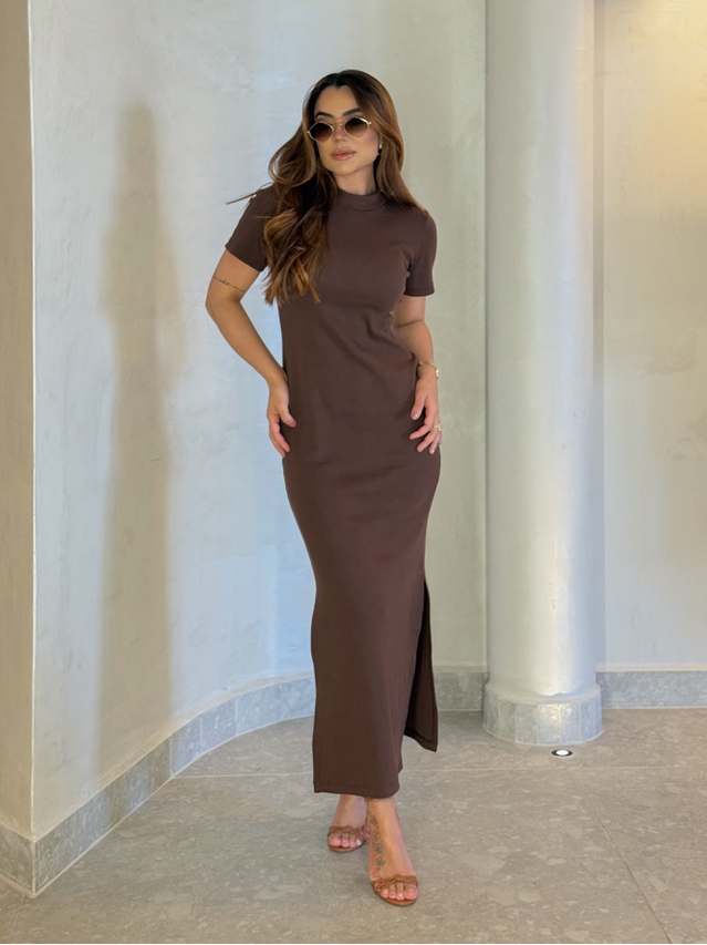 Vestido Canelado Chicago Café 