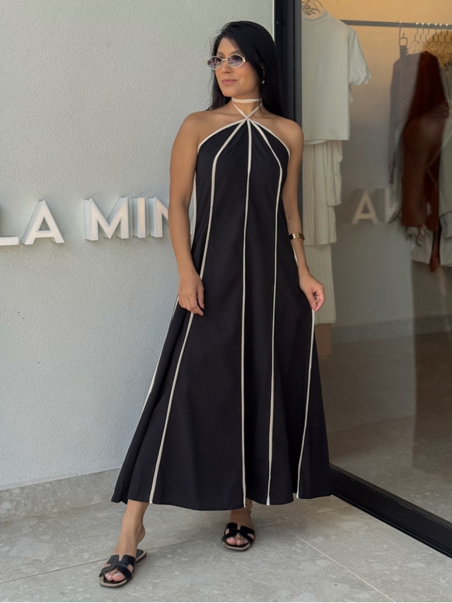 Vestido Frente Única Grécia Preto