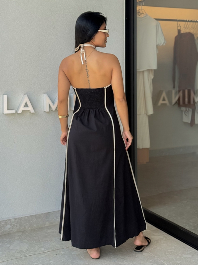 Vestido Frente Única Grécia Preto