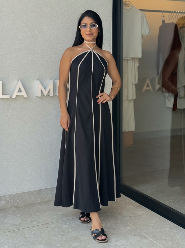 Vestido Frente Única Grécia Preto