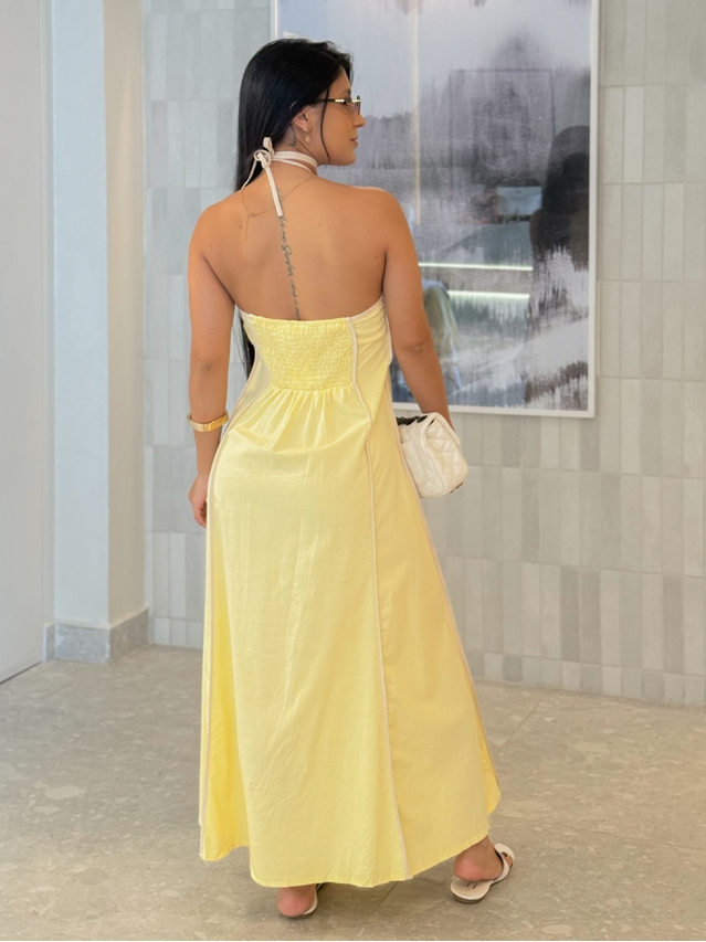 Vestido Frente Única Grécia Amarelo