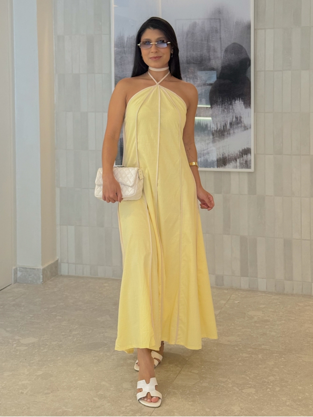 Vestido Frente Única Grécia Amarelo