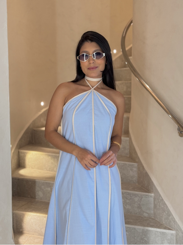 Vestido Frente Única Grécia Azul