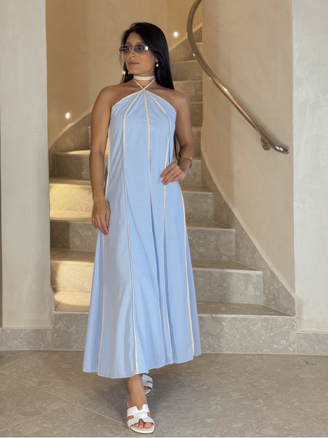 Vestido Frente Única Grécia Azul