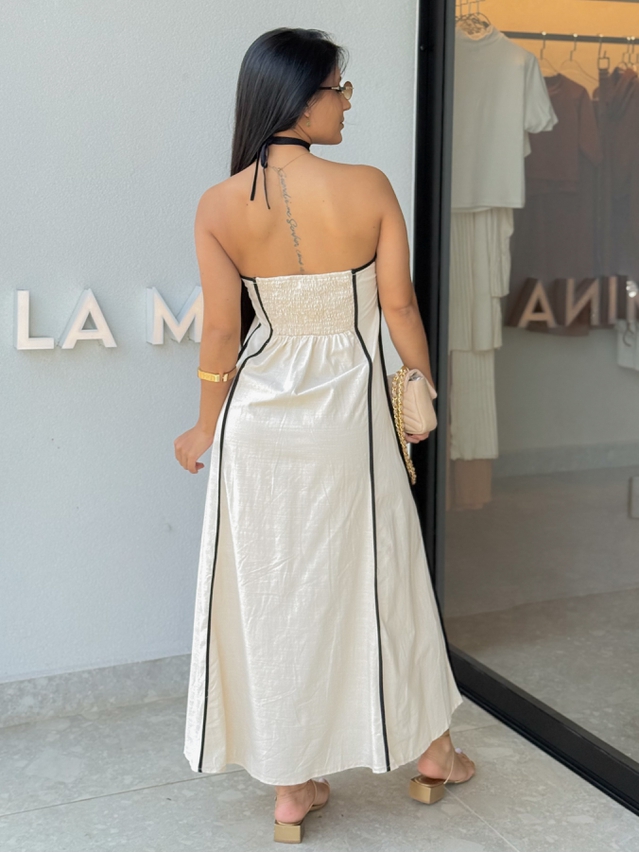 Vestido Frente Única Grécia Areia