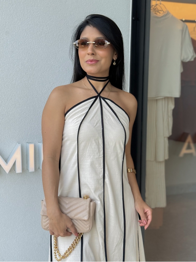 Vestido Frente Única Grécia Areia