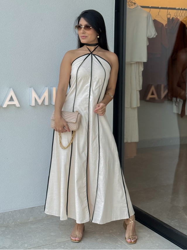 Vestido Frente Única Grécia Areia