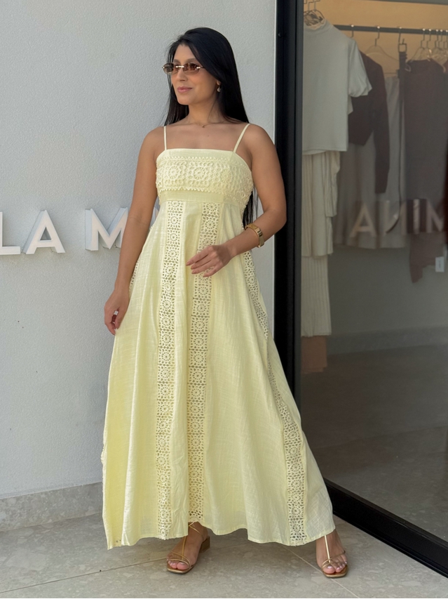 Vestido Laise Alcinha Madeline Amarelo