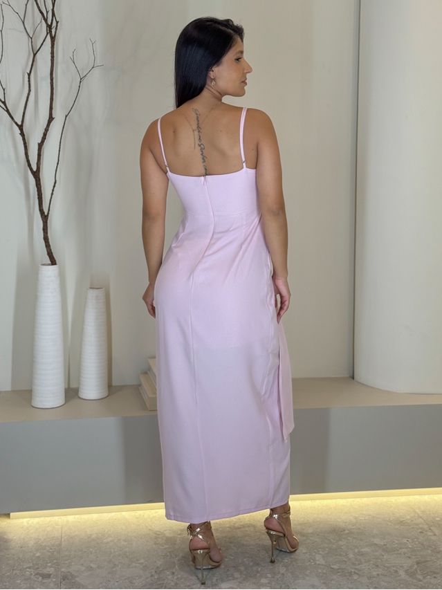 Vestido Midi Caroline Rosa