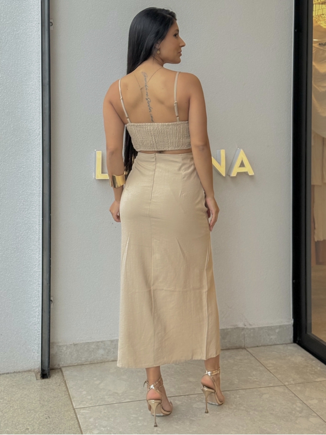 Conjunto Saia Anne Cáqui 