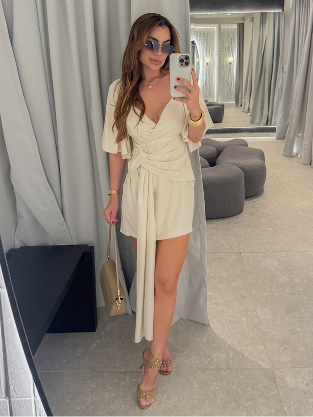 Vestido Manguinha Yara Areia